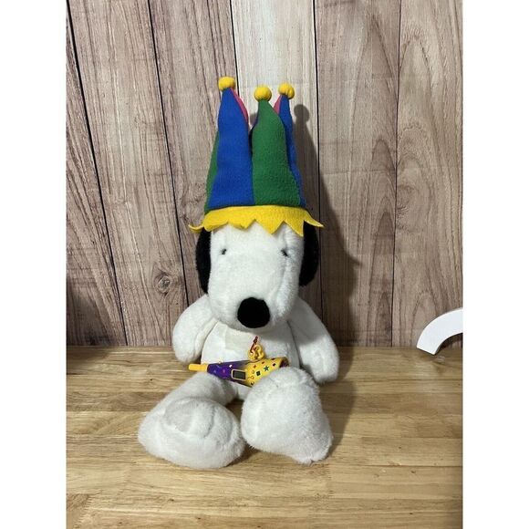 Macy’s Snoopy With Clock Party Horn And Jester Hat - Plush - Millennium - Picture 1 of 9